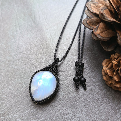 Moonstone Macrame Necklace | Pendant size approx 3.6 cm - SOLD
