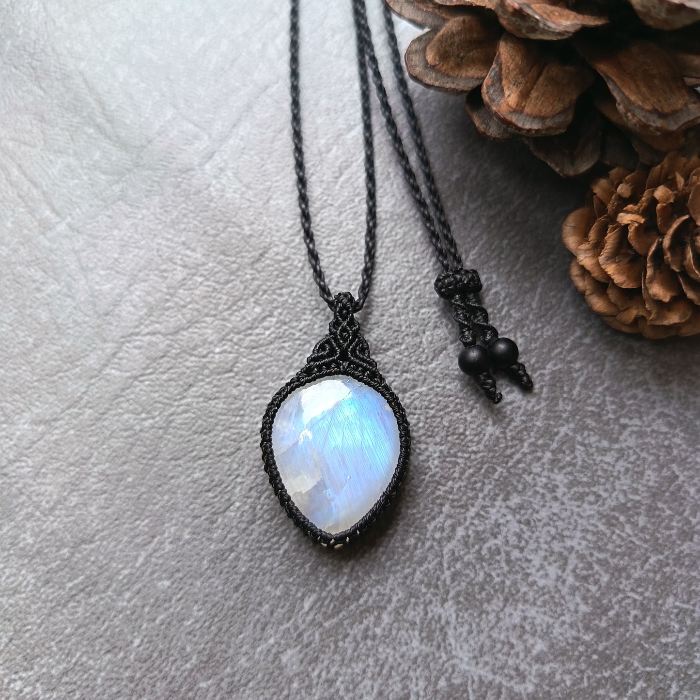 Moonstone Macrame Necklace | Pendant size approx 3.6 cm - SOLD