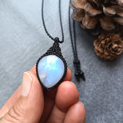 Moonstone Macrame Necklace | Pendant size approx 3.6 cm - SOLD