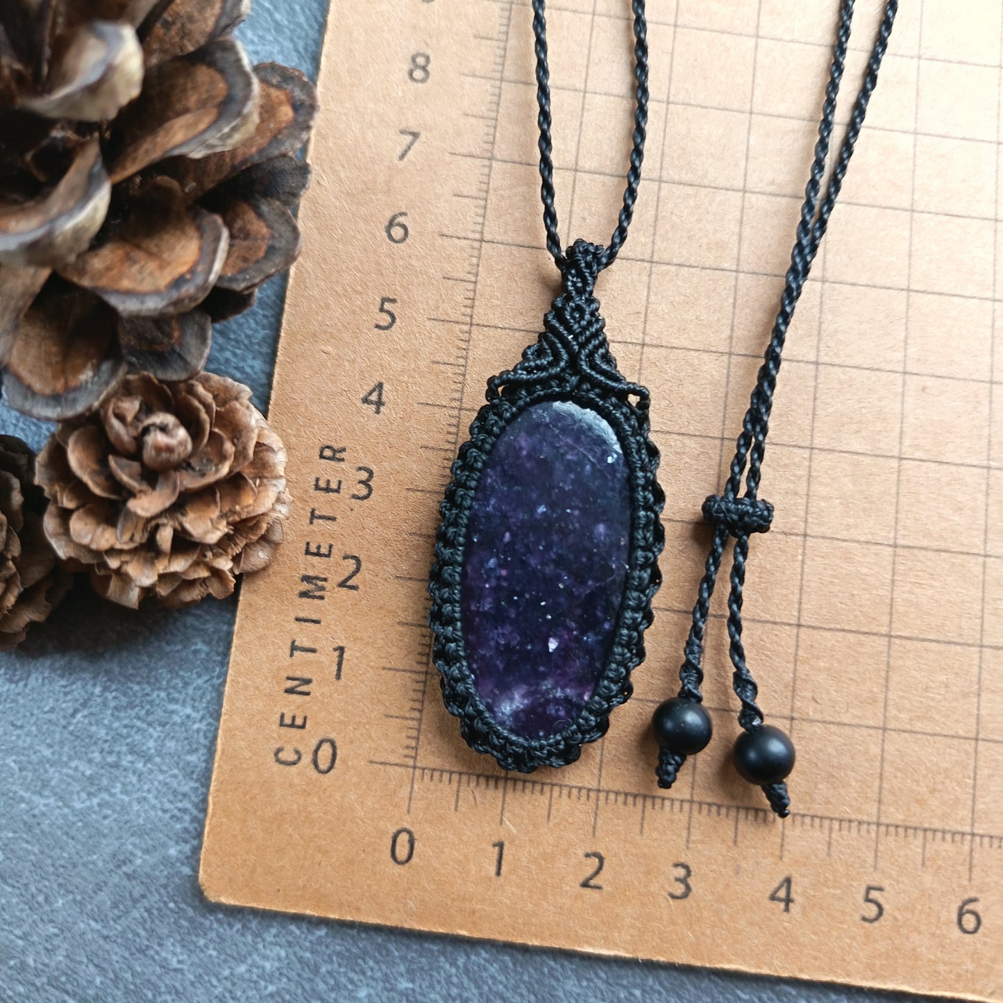 Lepidolite Macrame Necklace | Pendant size approx 6 cm