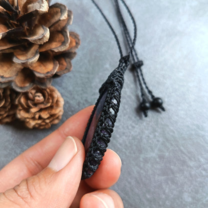 Lepidolite Macrame Necklace | Pendant size approx 6 cm