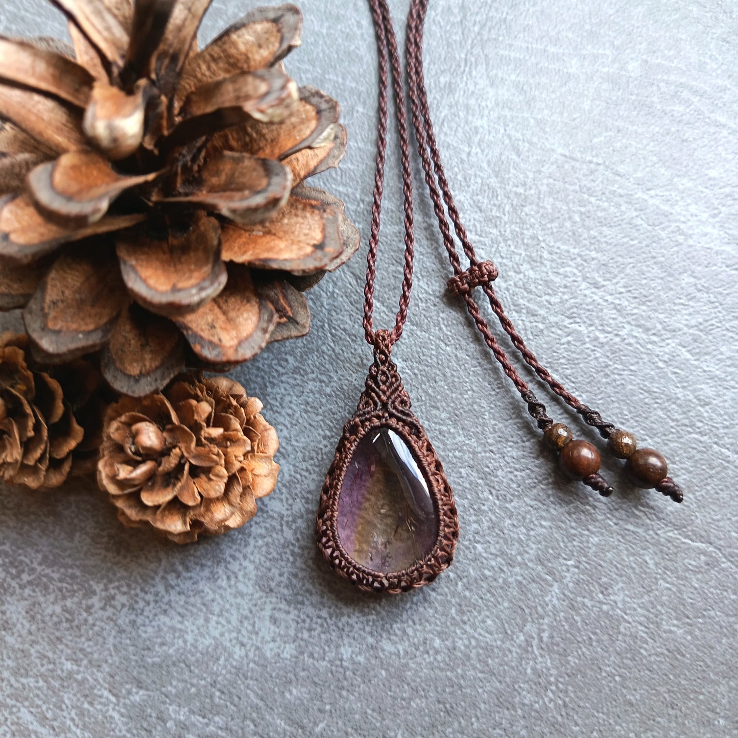 Ametrine Macrame Necklace | Pendant size approx 4 cm