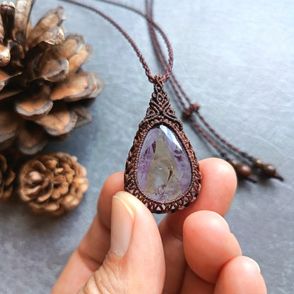 Ametrine Macrame Necklace | Pendant size approx 4 cm