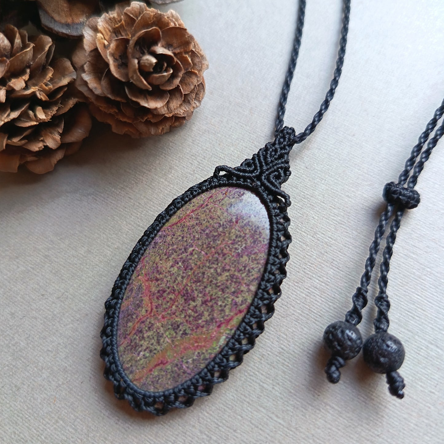 Atlantisite Macrame Necklace | Pendant size 5.7 cm
