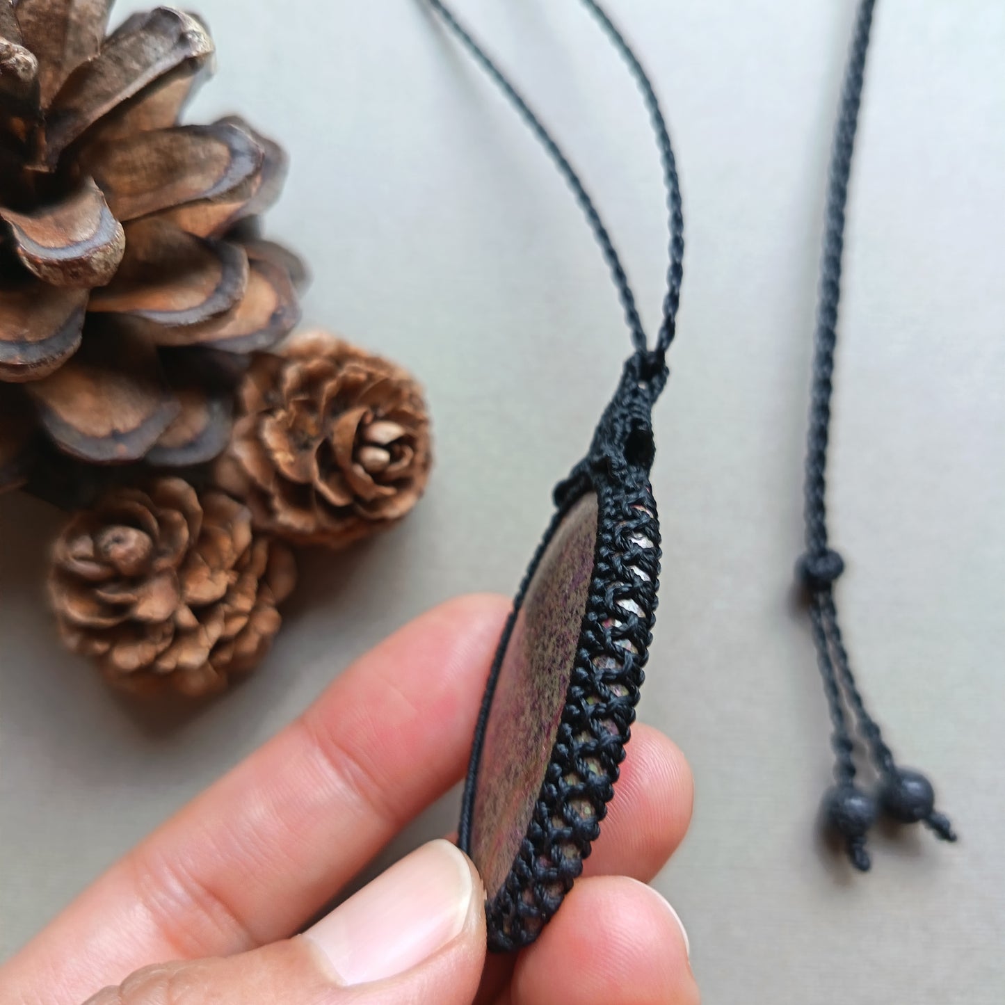 Atlantisite Macrame Necklace | Pendant size 5.7 cm