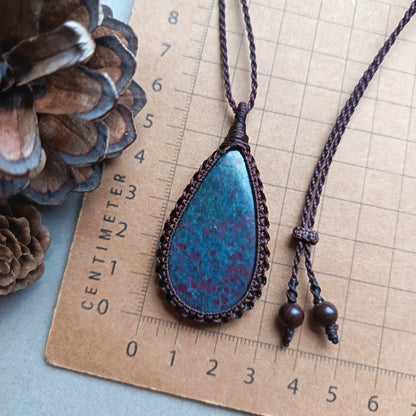 Ruby Kyanite Macrame Necklace | Pendant size 5.8 cm