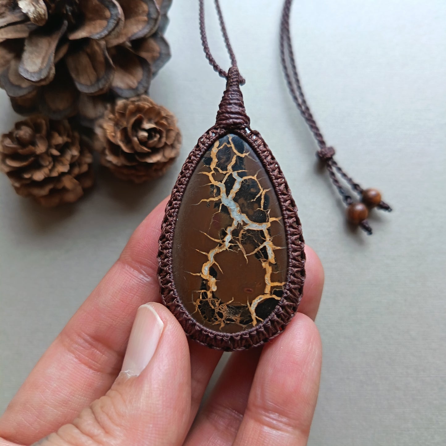Septarian Macrame Necklace | Pendant size 6.4 cm