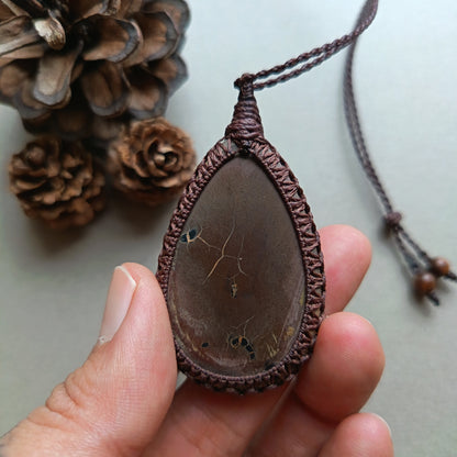 Septarian Macrame Necklace | Pendant size 6.4 cm