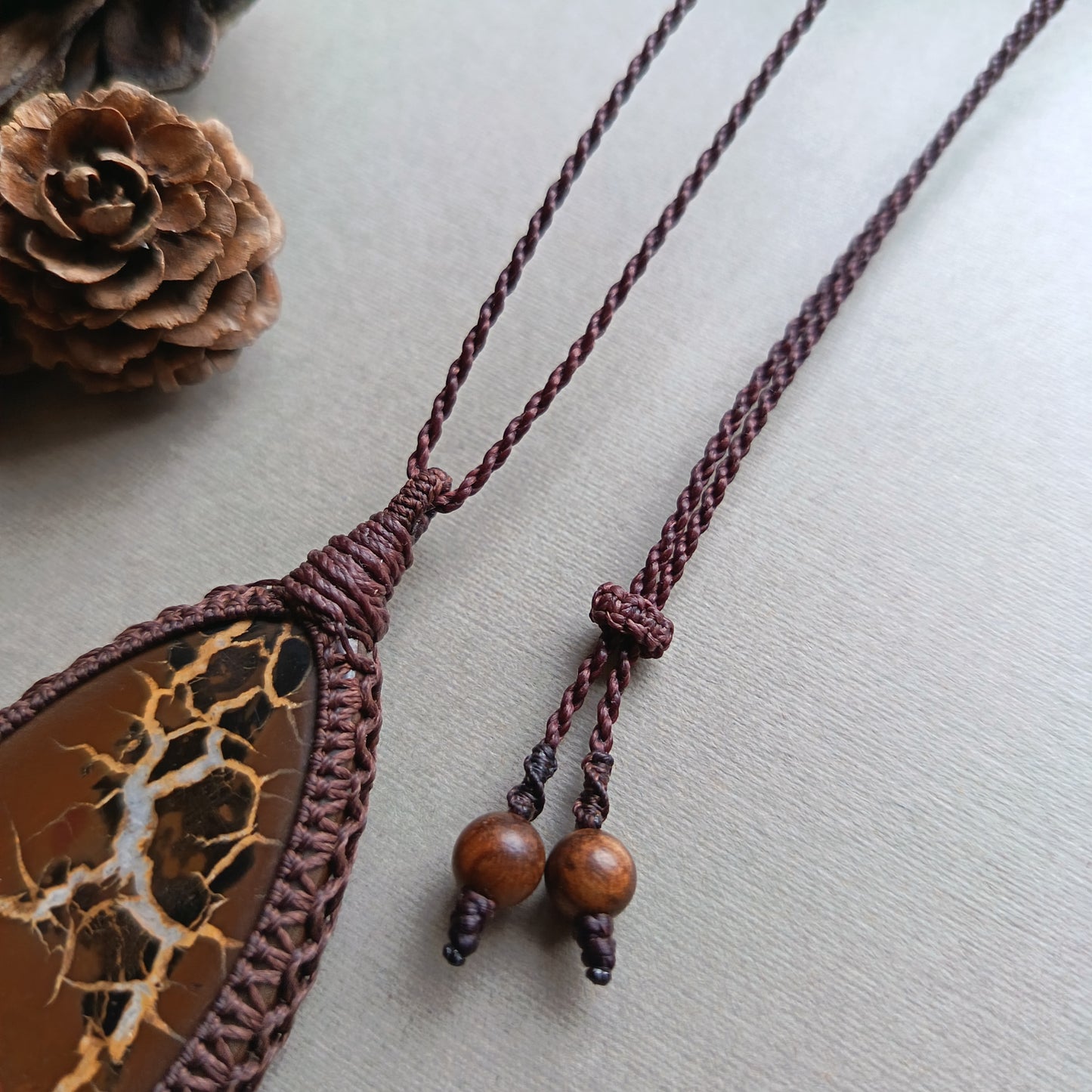 Septarian Macrame Necklace | Pendant size 6.4 cm