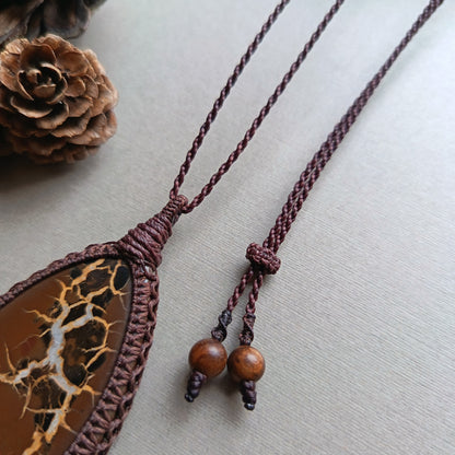 Septarian Macrame Necklace | Pendant size 6.4 cm