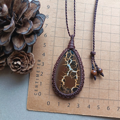 Septarian Macrame Necklace | Pendant size 6.4 cm