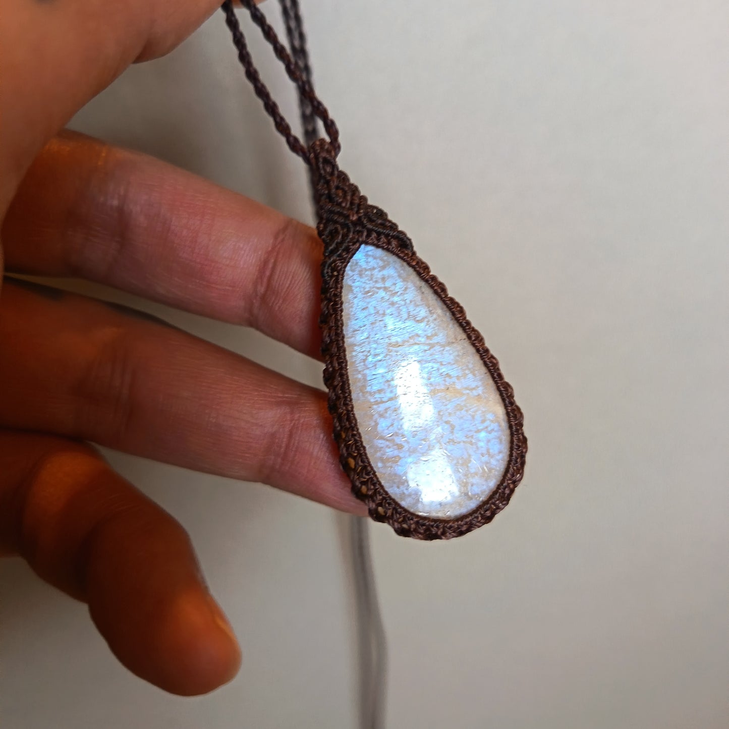 Moonstone Macrame Necklace | Pendant size 5.2 cm