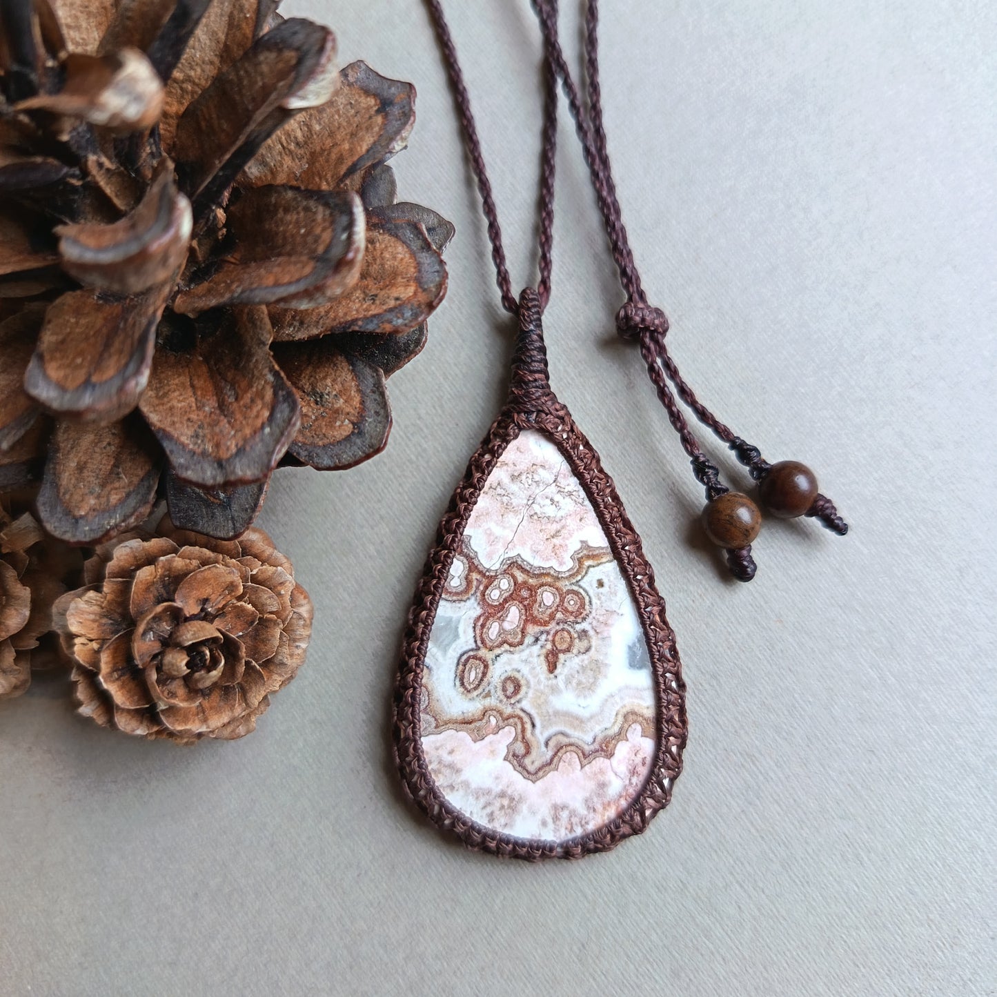 Rosita | Rosetta Jasper Macrame Necklace | Pendant size approx 6.3cm | Clearance