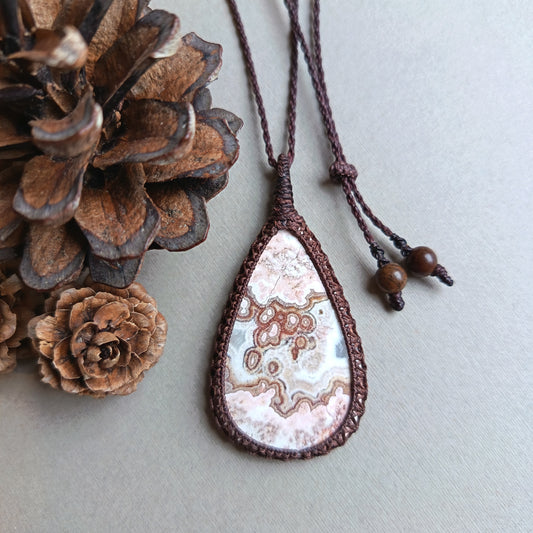 Rosita | Rosetta Jasper Macrame Necklace | Pendant size approx 6.3cm | Clearance