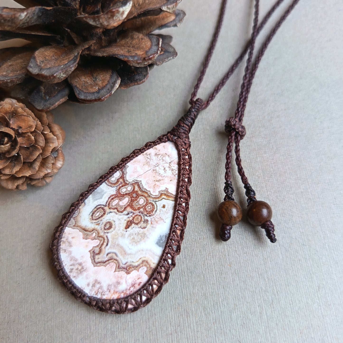 Rosita | Rosetta Jasper Macrame Necklace | Pendant size approx 6.3cm | Clearance