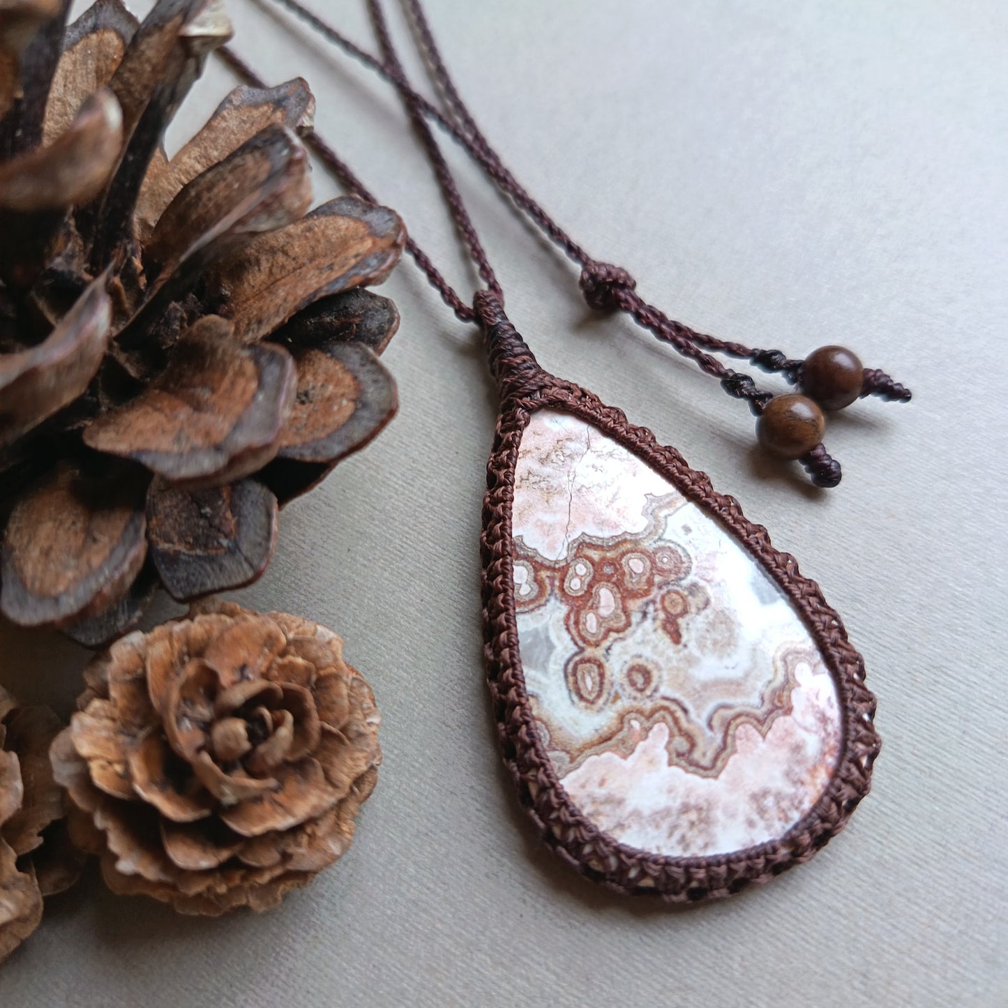 Rosita | Rosetta Jasper Macrame Necklace | Pendant size approx 6.3cm | Clearance
