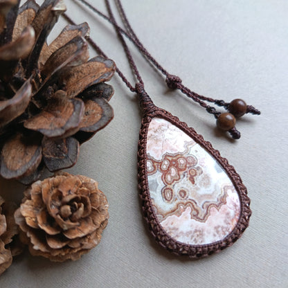 Rosita | Rosetta Jasper Macrame Necklace | Pendant size approx 6.3cm | Clearance