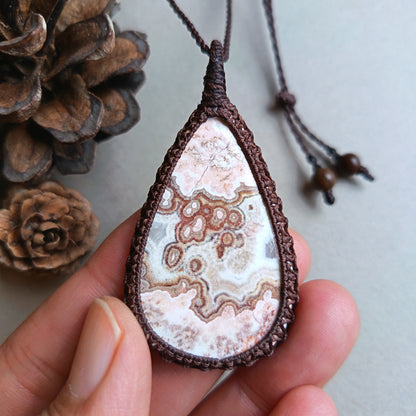 Rosita | Rosetta Jasper Macrame Necklace | Pendant size approx 6.3cm | Clearance