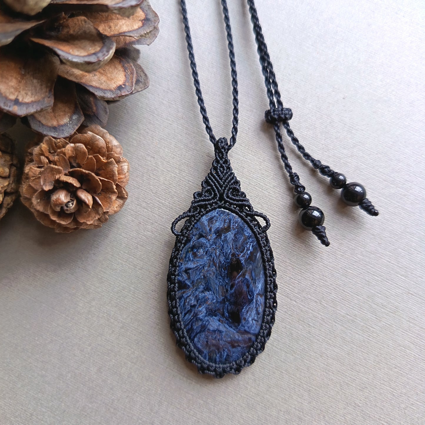 Pietersite Macrame Necklace | Pendant size 5.9 cm