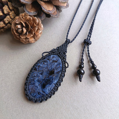 Pietersite Macrame Necklace | Pendant size 5.9 cm