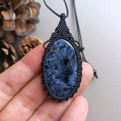 Pietersite Macrame Necklace | Pendant size 5.9 cm