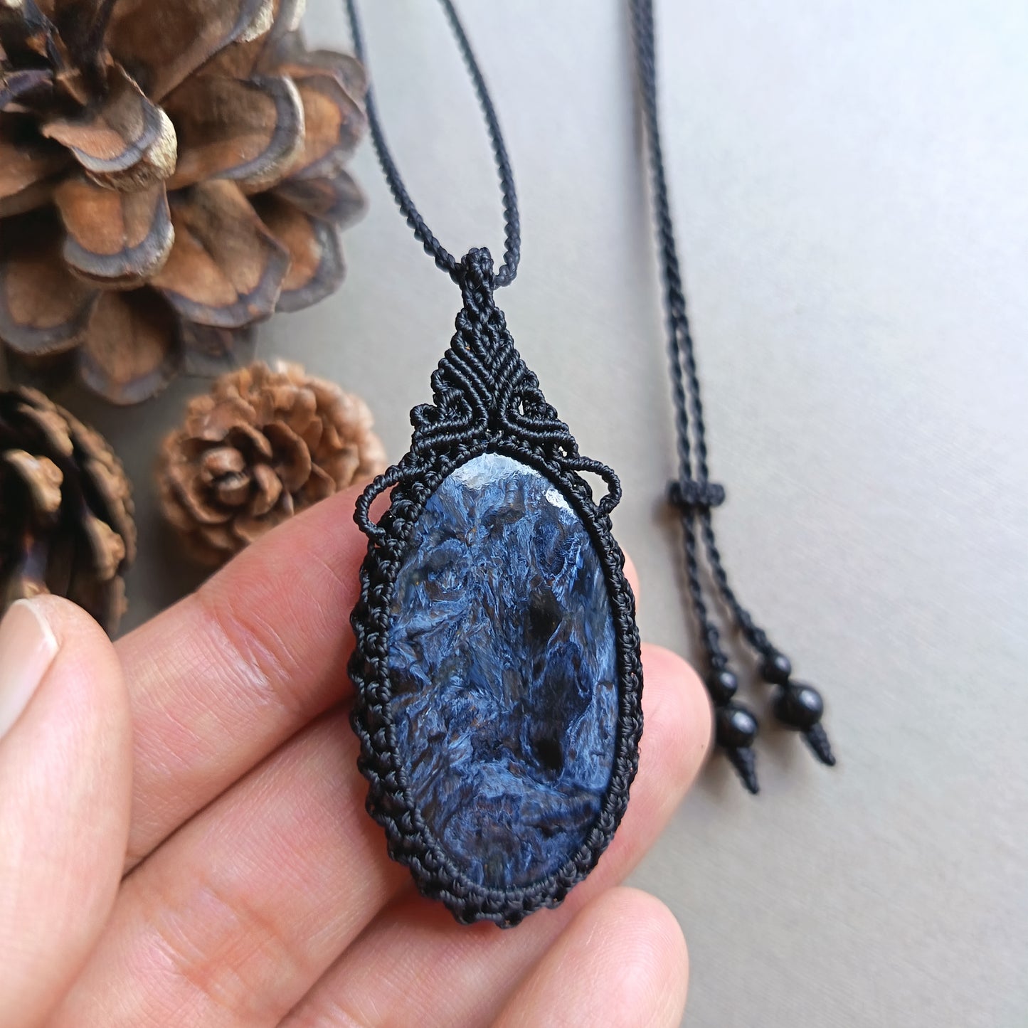 Pietersite Macrame Necklace | Pendant size 5.9 cm