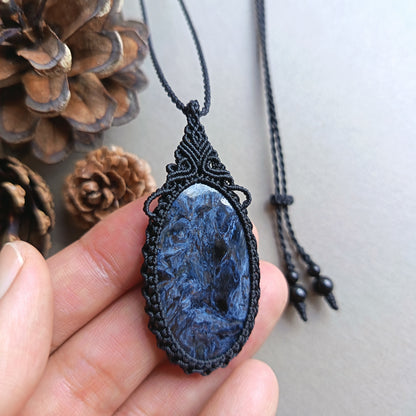 Pietersite Macrame Necklace | Pendant size 5.9 cm