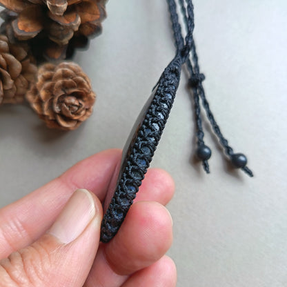 Gabbro Jasper Macrame Necklace  | Pendant size 6.7 cm