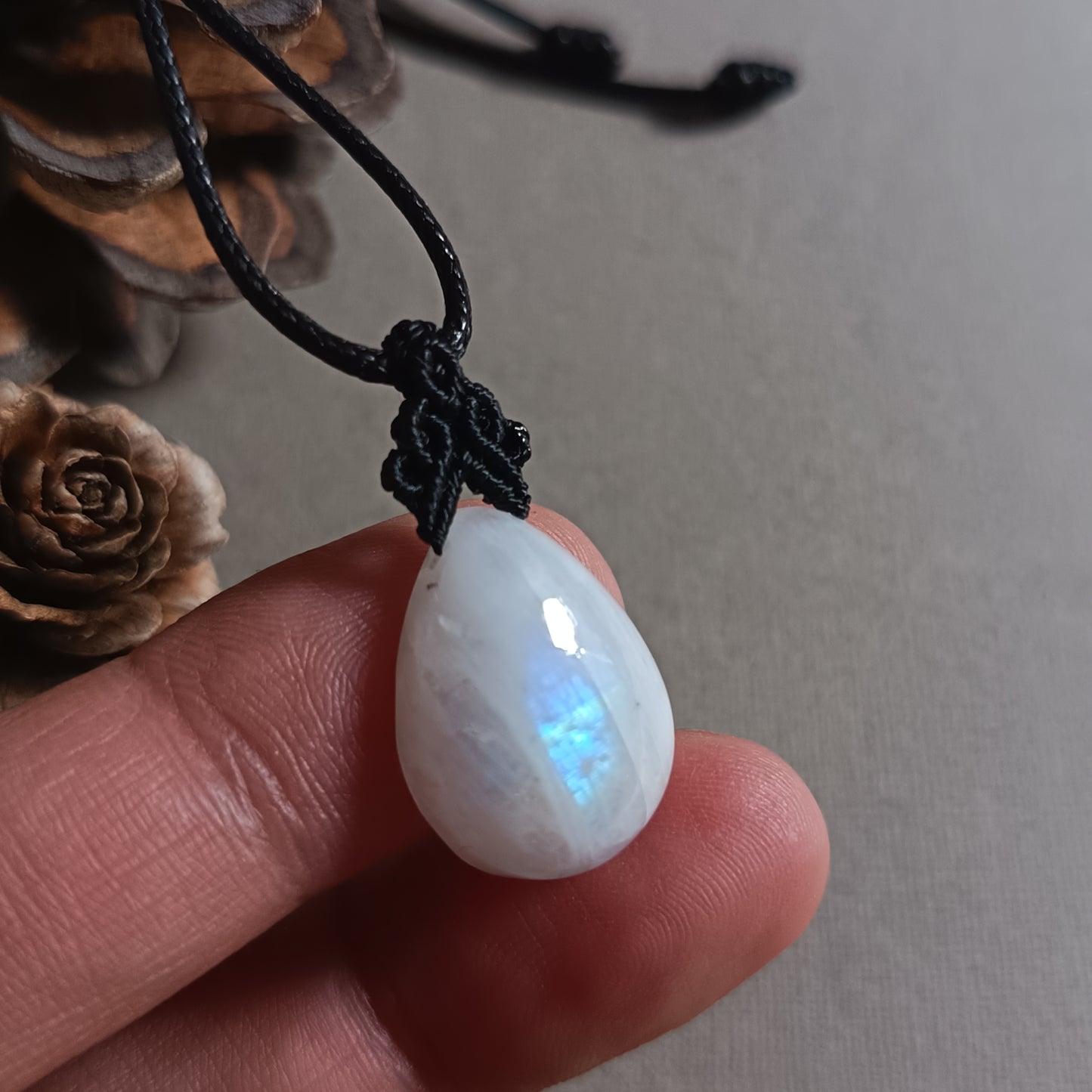 Moonstone Macrame Necklace | Pendant size approx 3 cm