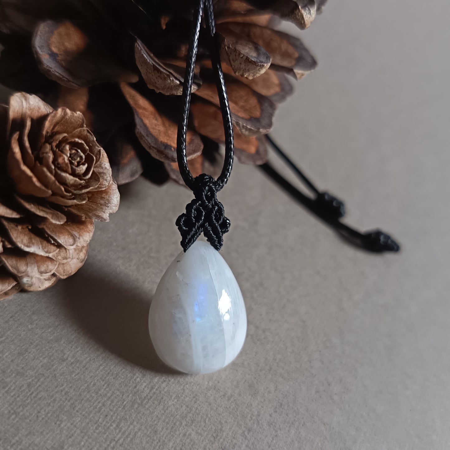 Moonstone Macrame Necklace | Pendant size approx 3 cm
