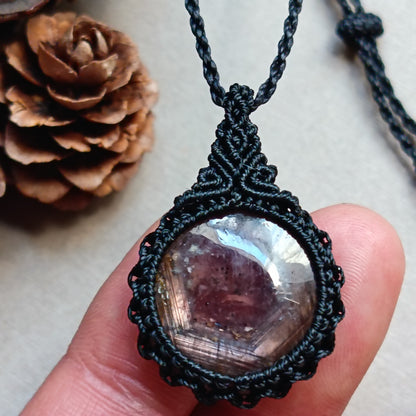 Sapphire (Brown - Purple) Macrame Necklace | Pendant size 3.5 cm