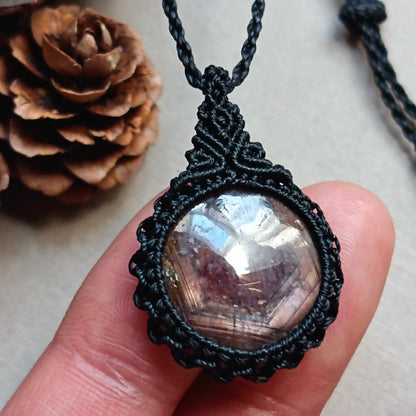 Sapphire (Brown - Purple) Macrame Necklace | Pendant size 3.5 cm
