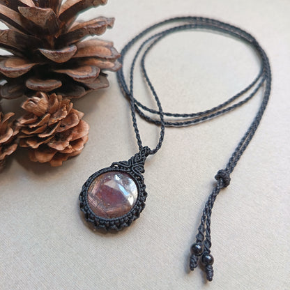 Sapphire (Brown - Purple) Macrame Necklace | Pendant size 3.5 cm