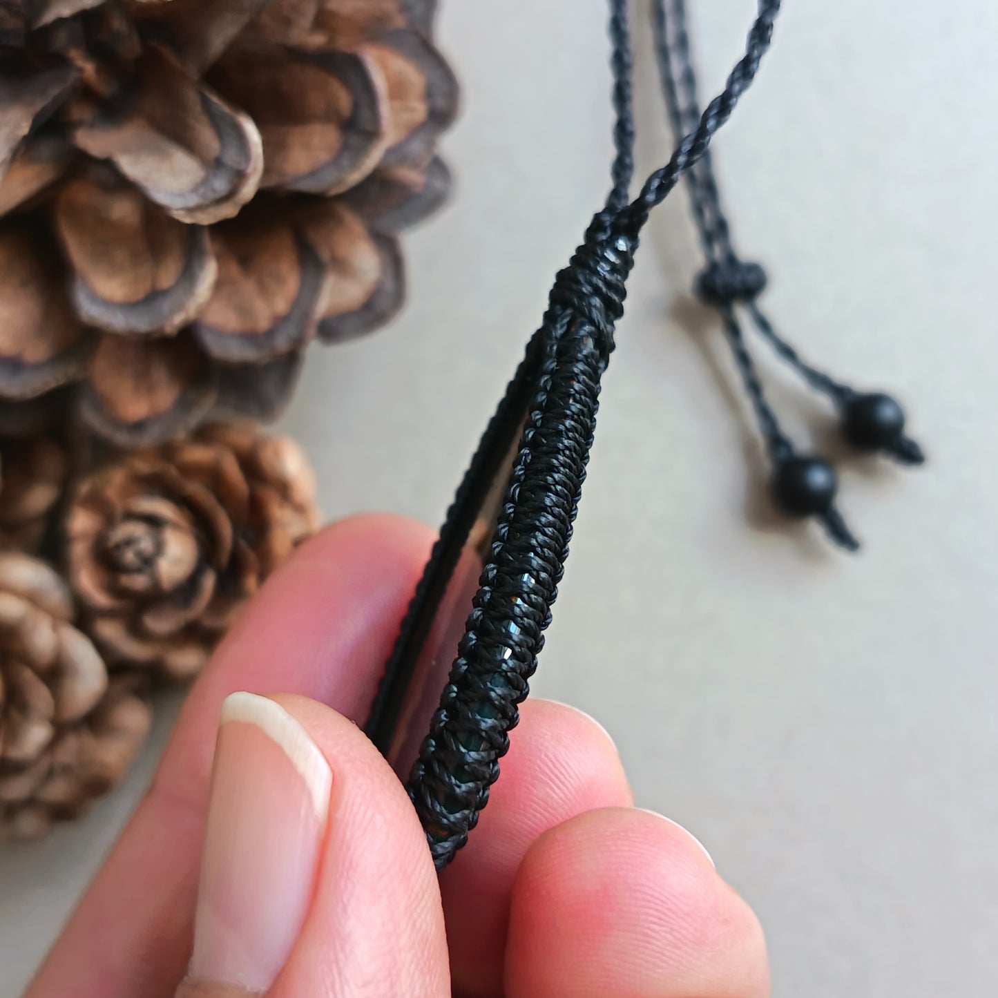 Bloodstone Macrame Necklace | Pendant size 4.8 cm