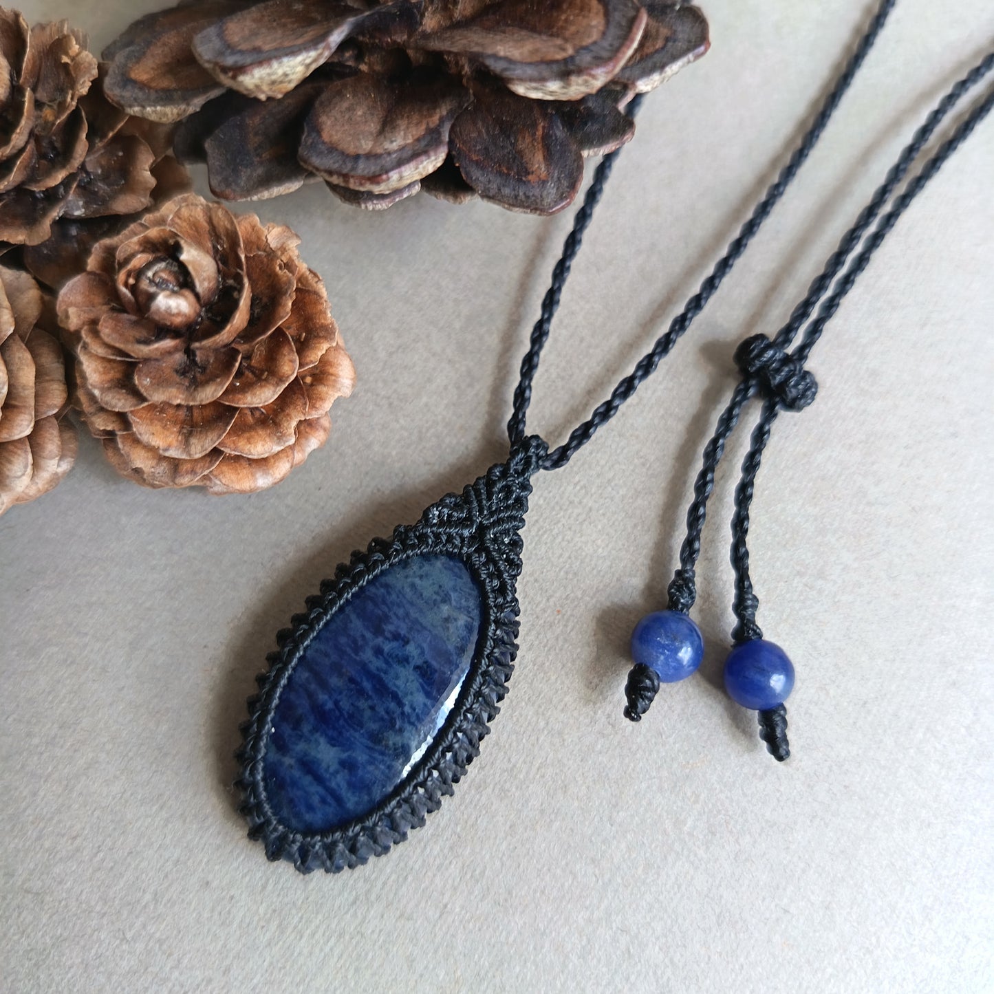 Sodalite Macrame Necklace  | Pendant size 4.3 cm