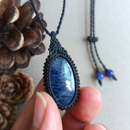Sodalite Macrame Necklace  | Pendant size 4.3 cm