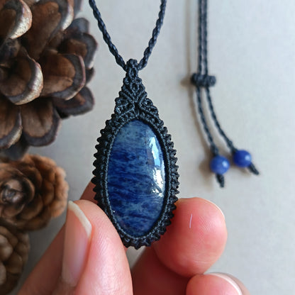 Sodalite Macrame Necklace  | Pendant size 4.3 cm