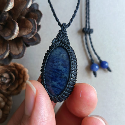 Sodalite Macrame Necklace  | Pendant size 4.3 cm