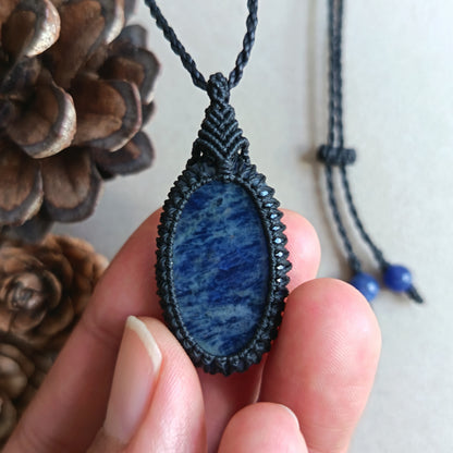 Sodalite Macrame Necklace  | Pendant size 4.3 cm
