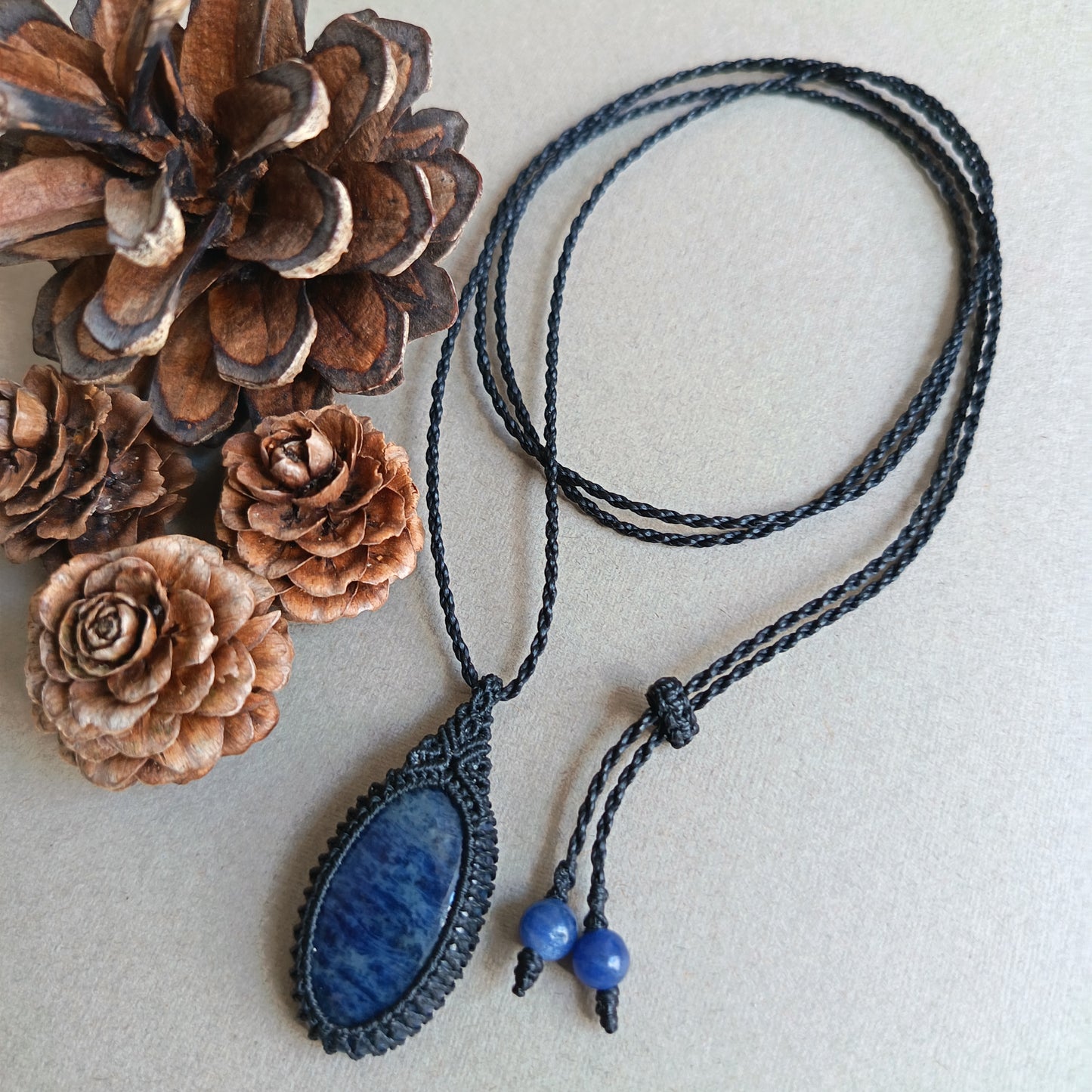 Sodalite Macrame Necklace  | Pendant size 4.3 cm