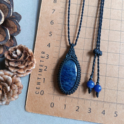 Sodalite Macrame Necklace  | Pendant size 4.3 cm