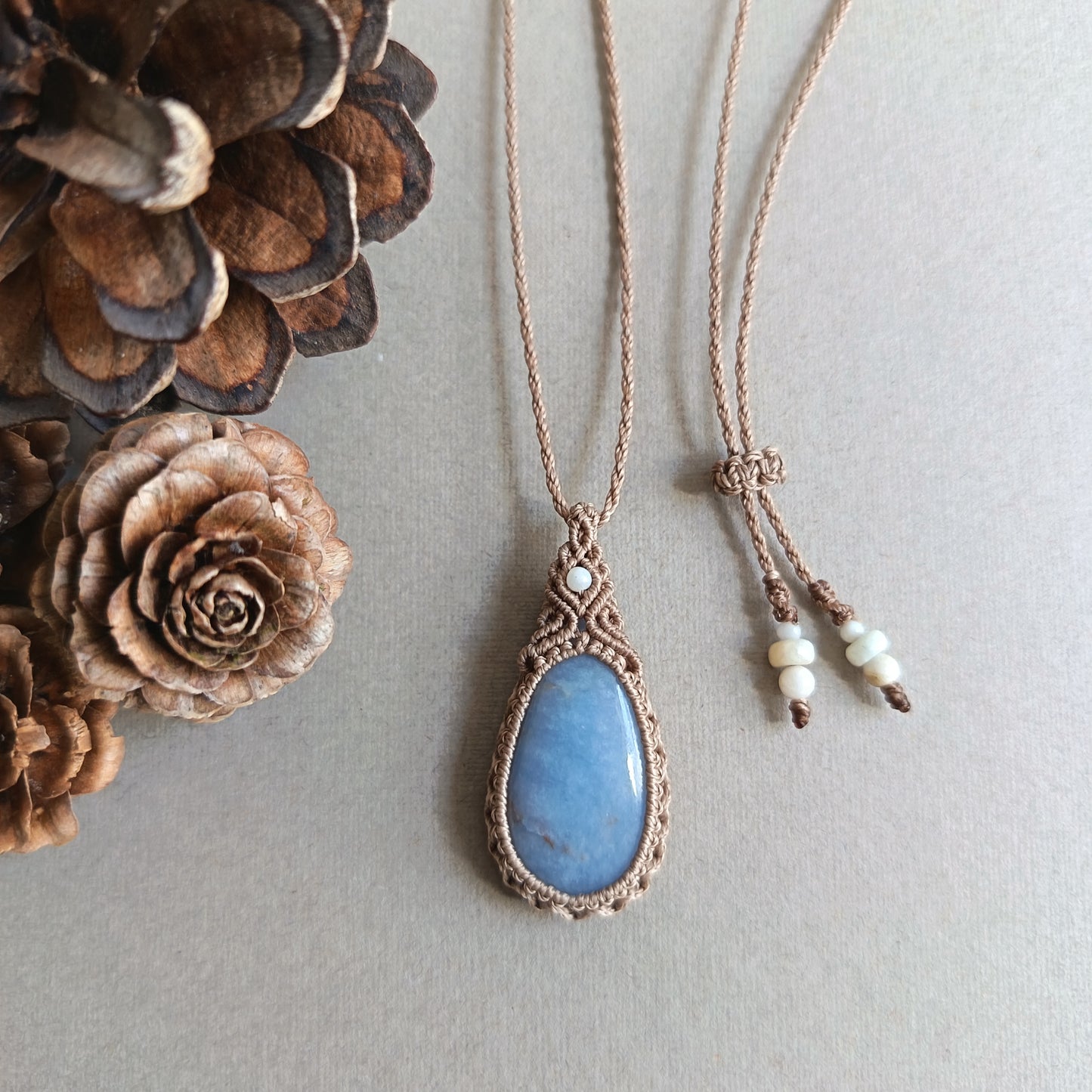 Angelite Macrame Necklace | Pendant size approx 4 cm