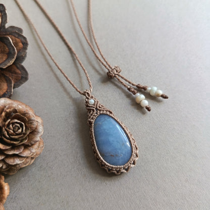 Angelite Macrame Necklace | Pendant size approx 4 cm