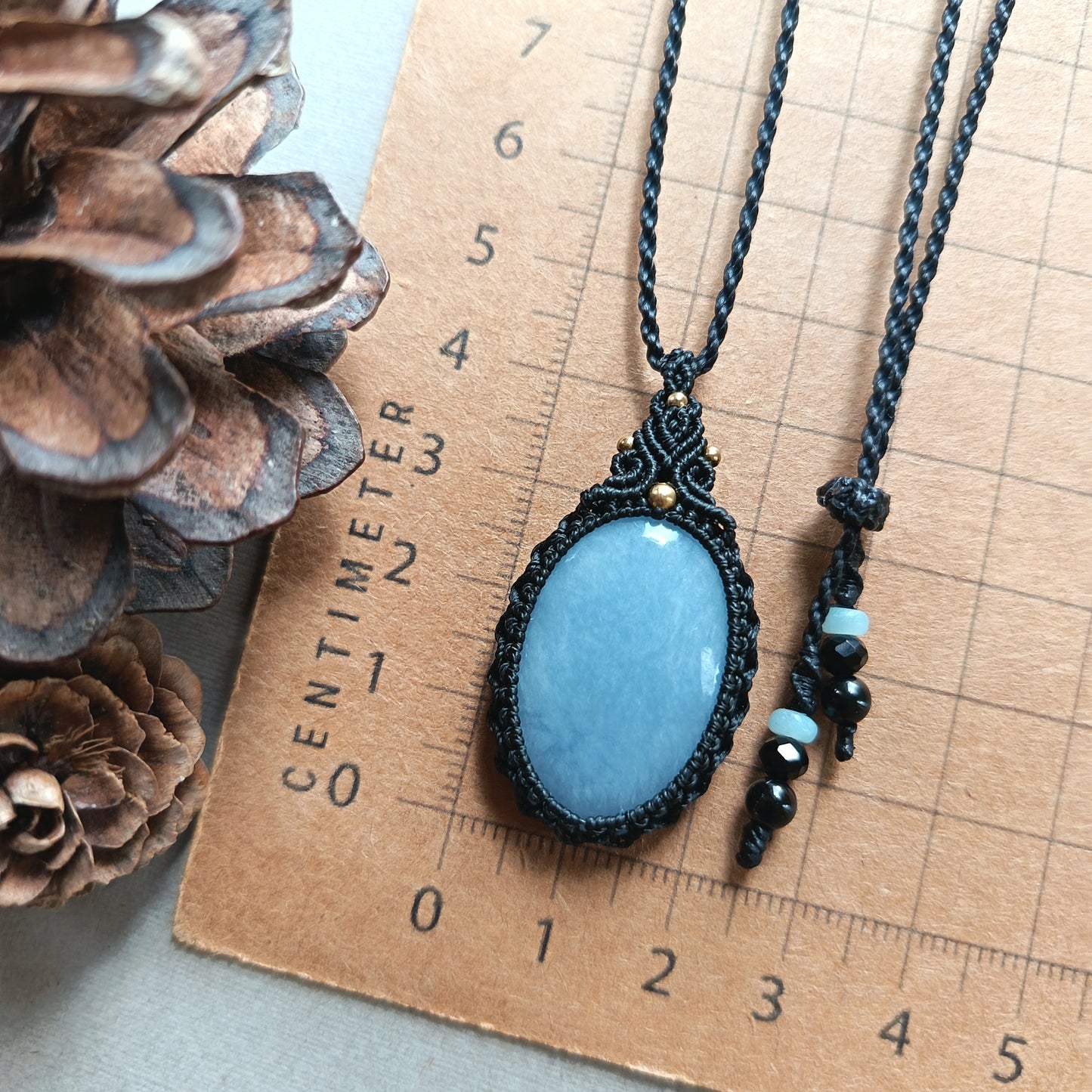 Angelite Macrame Necklace | Pendant size 4.2 cm