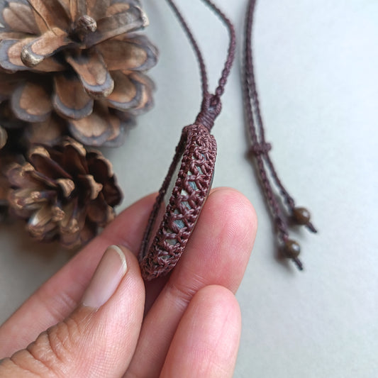 Ammonite Fossil Macrame Necklace | Pendant size 5.6 cm