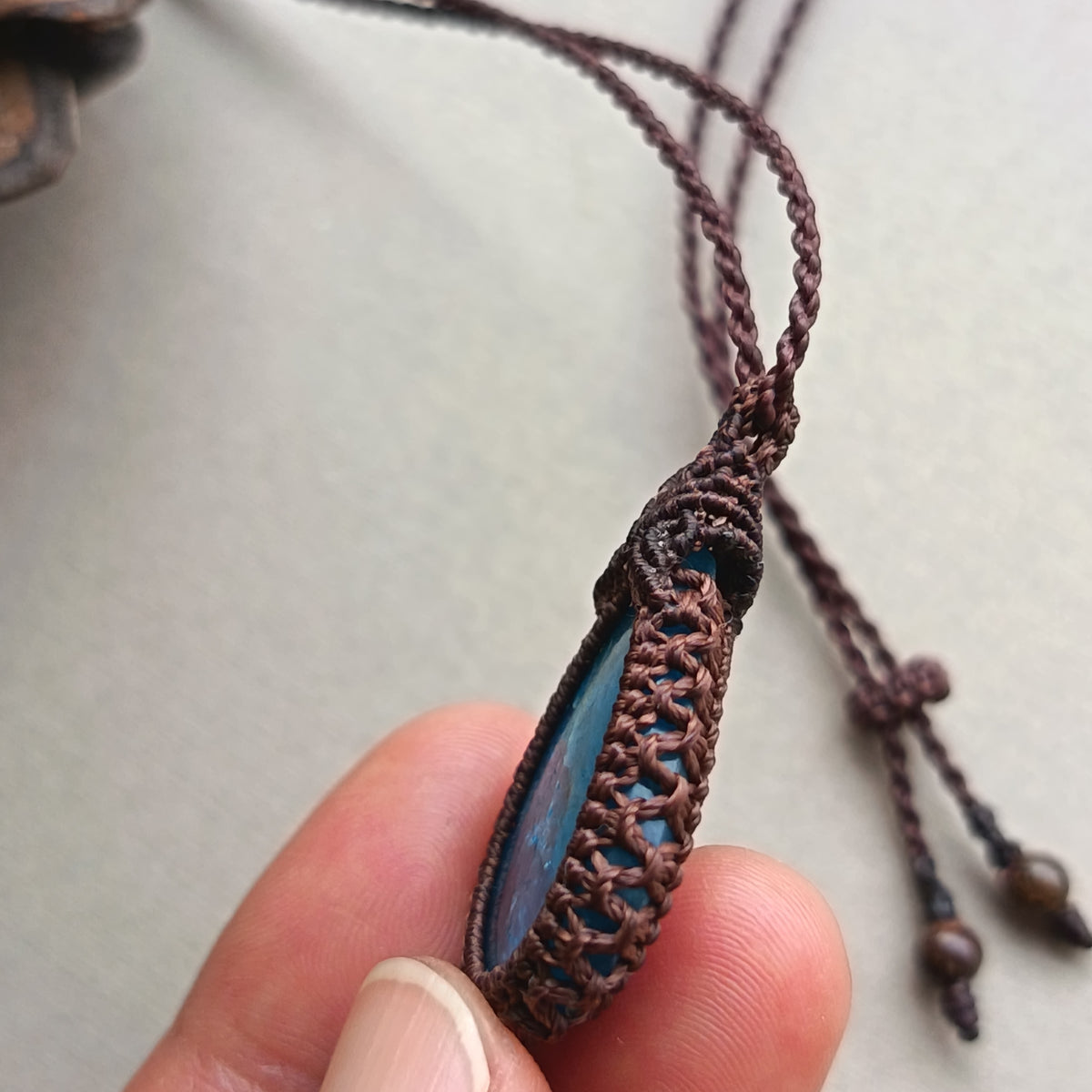 Apatite Macrame Necklace | Pendant size 3.8 cm