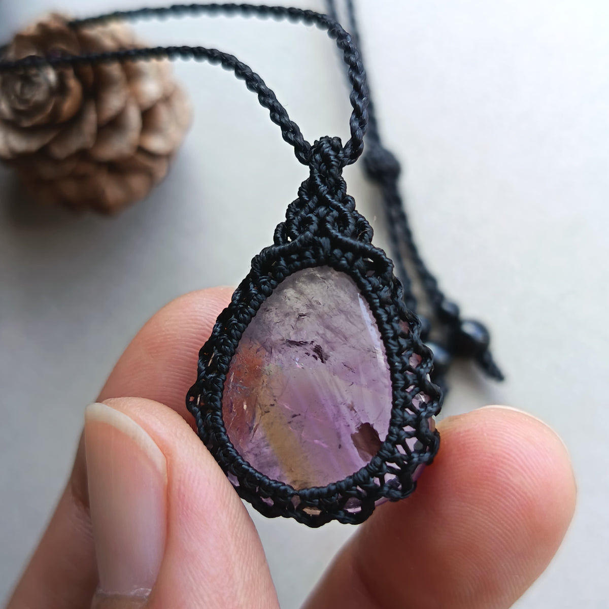 Ametrine Macrame Necklace | Pendant size 3.5 cm