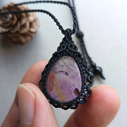 Ametrine Macrame Necklace | Pendant size 3.5 cm
