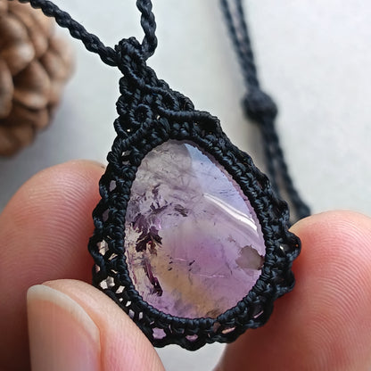 Ametrine Macrame Necklace | Pendant size 3.5 cm