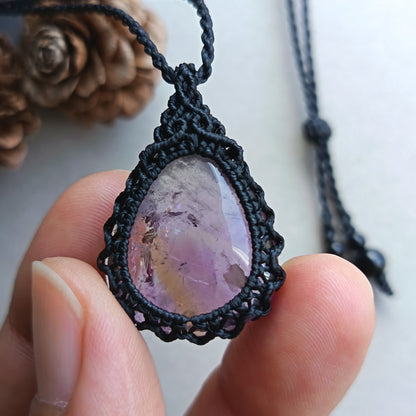 Ametrine Macrame Necklace | Pendant size 3.5 cm